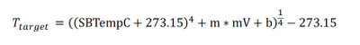 The final equation below to determine the IRR sensor target temperature in &deg;C