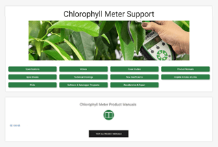 Product support information for chlorophyll concentration meters.