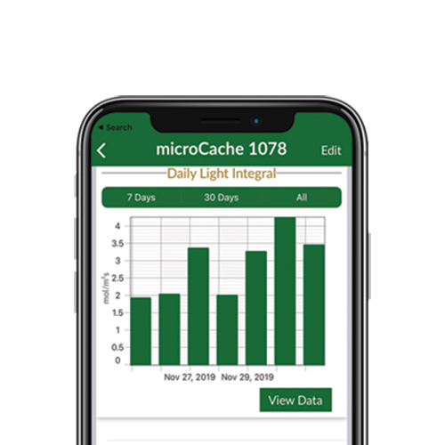 The Apogee Connect app provides daily, weekly, and monthly DLI readings.