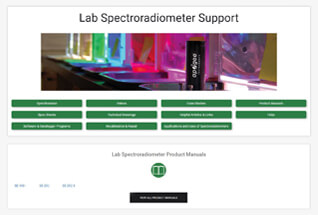 Product support information for lab spectroradiometers.