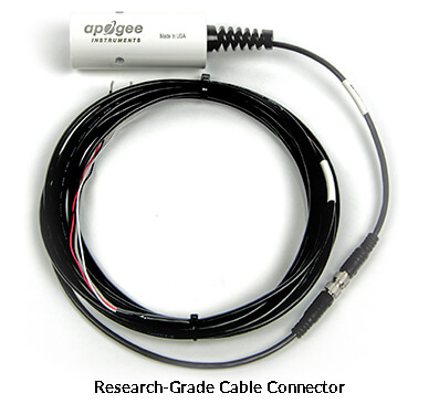 Image of infrared radiometer with cable connector located 30 cm from the head.