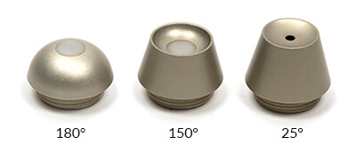 Image of field spectroradiometer field of view options: 180°, 150°, and 25°.