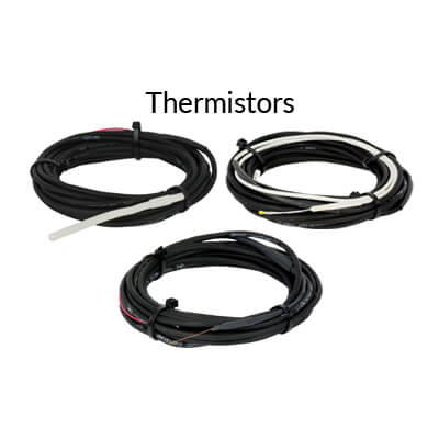 Three styles of thermistors