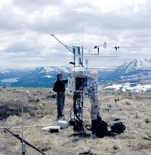 Infrared radiometer measures ground surface temperature to measure snow runoff Infrared radiometer measures ground surface temperature to measure snow runoff